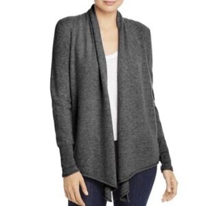 Aqua 100% Cashmere Draped Open Front Cardigan Sweater M Gray Cozychic Minimalist